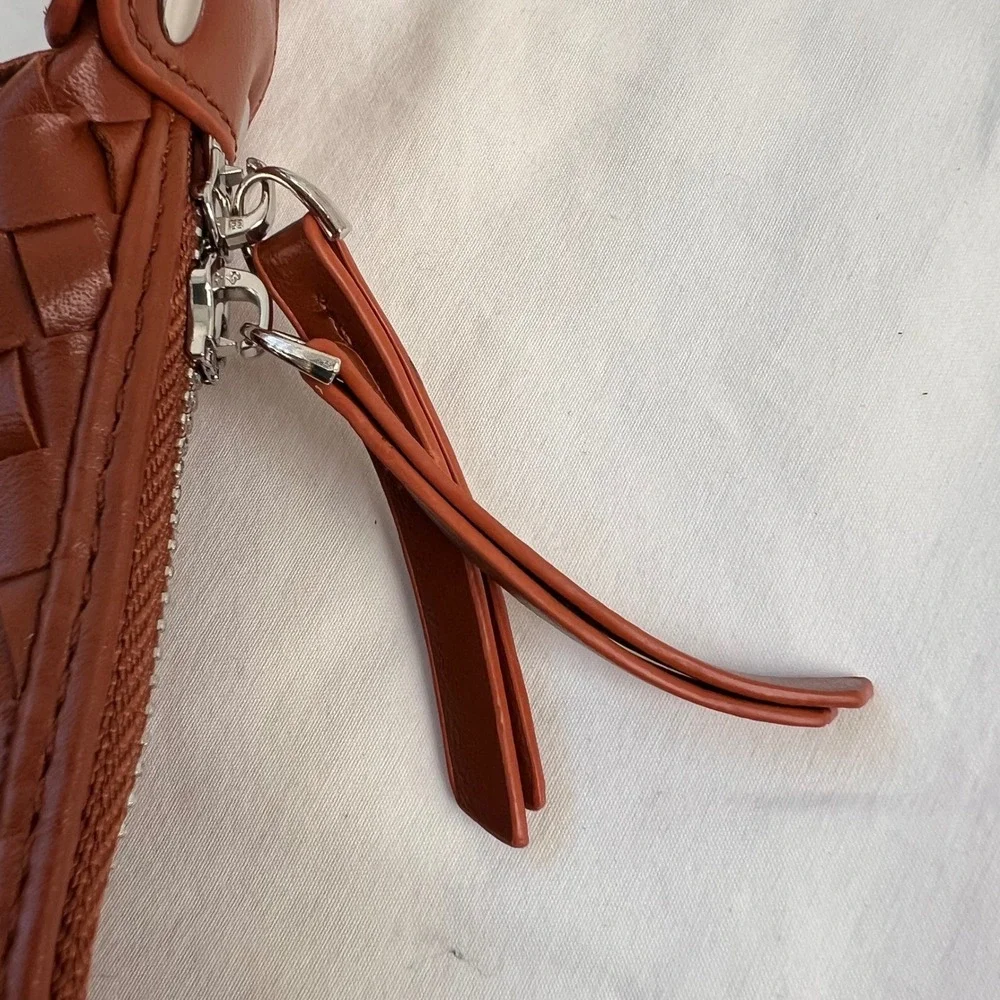 Vegan Leather NEW Woven Hobo Bag with‎ Chain Strap and Tassels Zip Closure Brown